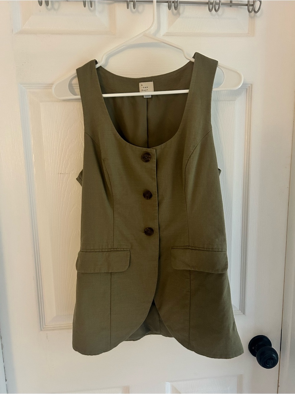 a new day Olive Green Sleeveless Button Vest